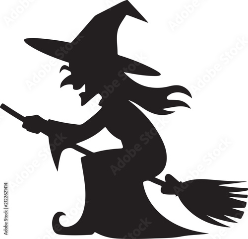 vector illustration of a witch flying on white background