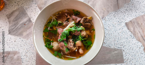 Beef noodle soup is a warming food.