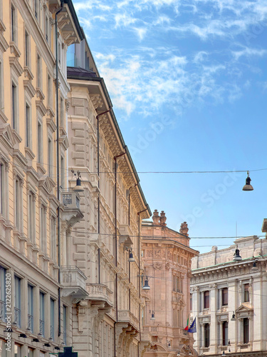 historical buildings of the downtown of milano italy 