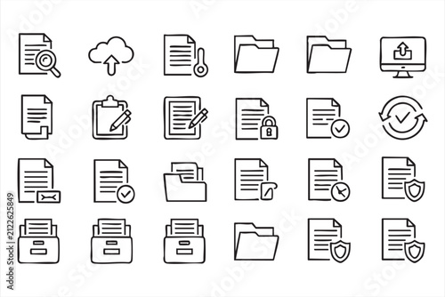 фотографія Document management line icons in editable stroke style