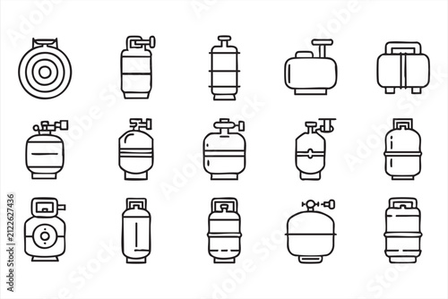 Foto LPG cylinder line icons in editable stroke style