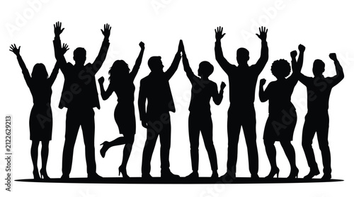 Diverse group of happy successful business people celebrating victory vector illustration