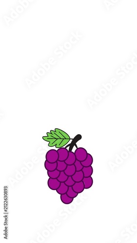 A fresh grape floats and loops smoothly in a flat, healthy fruit animation, moving gently as a simple symbol of food and nourishment. Vertical animation. 
