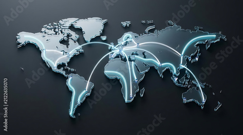 Topographic Glass World Network (Adobe Stock Premium Technology Map, 16:9)
