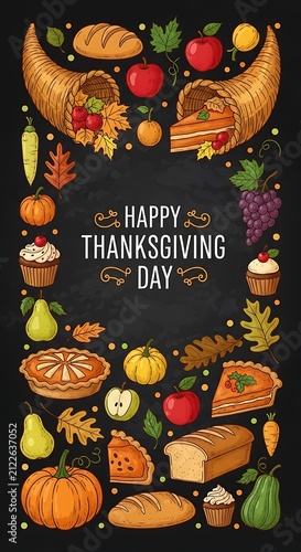 Thanksgiving holiday feast with autumn decorations.