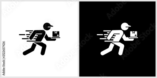 Foto Fast Delivery Man with Package Icon