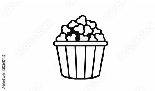 Fotografie Simple black and white line art illustration of a striped bucket filled with fre