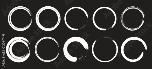 Set of hand painted chalk brushes. Grunge Brush Strokes Set. Straight line and circles vector brush strokes with chalkboard background can be used as art brushes.