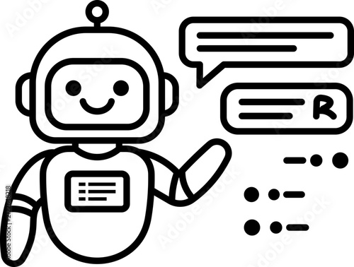 ai chatbot assistant chat clipart vector outline