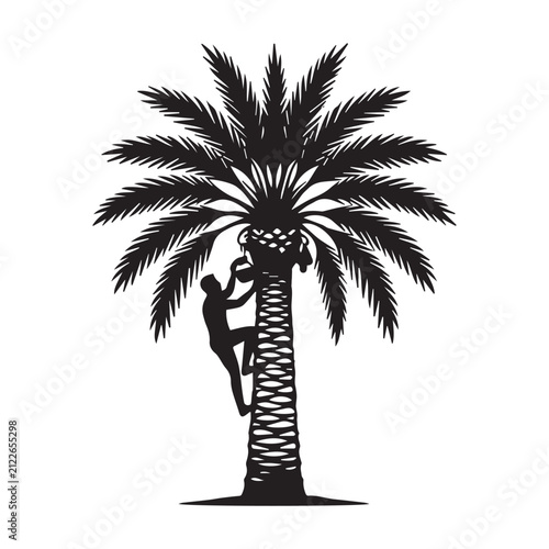 Date Palm Sap Collector Silhouette