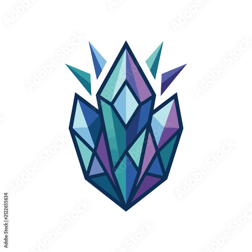 Geometric blue and purple crystal shards cluster icon.