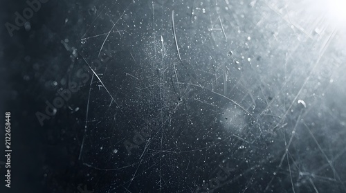 Extreme macro of smoked grey texture with cinematic light leak and scratches