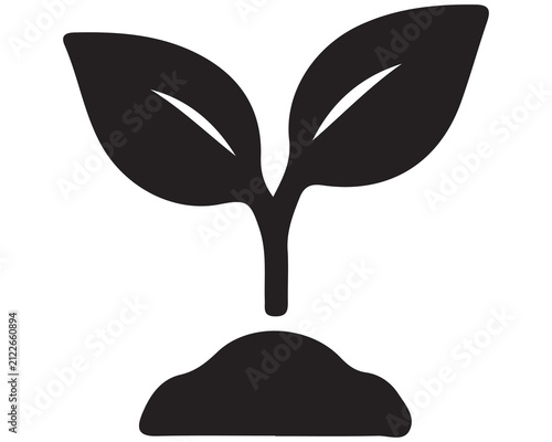 PrintGreen sprout icon growing from soil. Eco friendly plant symbol for sustainability design.
