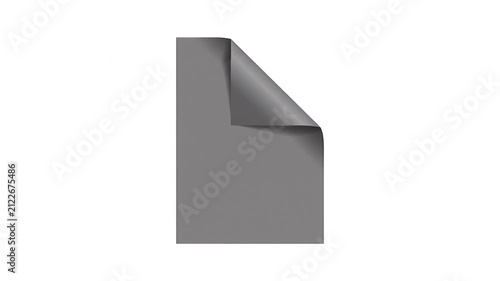 Minimalist paper curl animation, grey page turning effect on white background, professional document transition for video editing and motion graphics