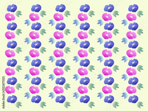 Obraz na płótnie 赤と青の明るい朝顔の花柄の背景イラスト