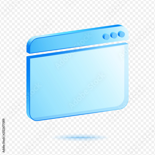 Browser Window Interface, 3D Blue Glossy Web Application Icon