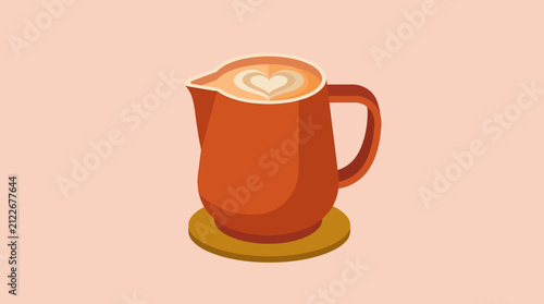 Artisan coffee mug with latte art on a soft pink background capturing warmth and comfort in a cozy beverage setting perfect for