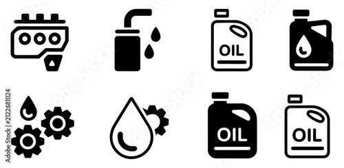 engine oil motor icon set