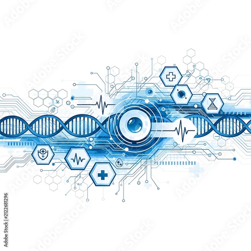 Abstract blue futuristic technology background with gears.