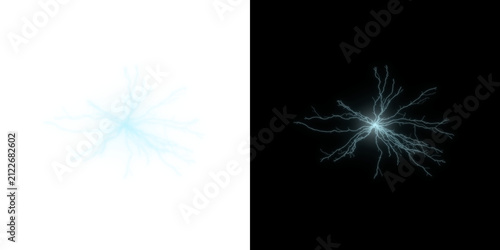 Powerful electrical discharge, lightning strike impact place realistic vector on transparent background. Ball lightning, magical effect. Ball Lightning Energy overlay png