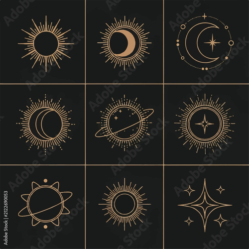 Celestial Symbols and Cosmic Icons Collection