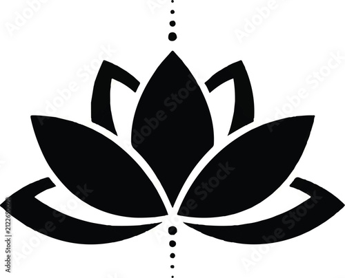 Symmetrical Black Lotus Flower Silhouette Art