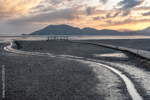 Winding Tidal Channel at Sunset on Waon Beach