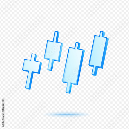 Candlestick Chart Trading Finance, 3D Blue Glossy Stock Market Icon