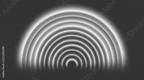 Obraz na płótnie Abstract background featuring concentric glowing white arcs radiating on a smoot