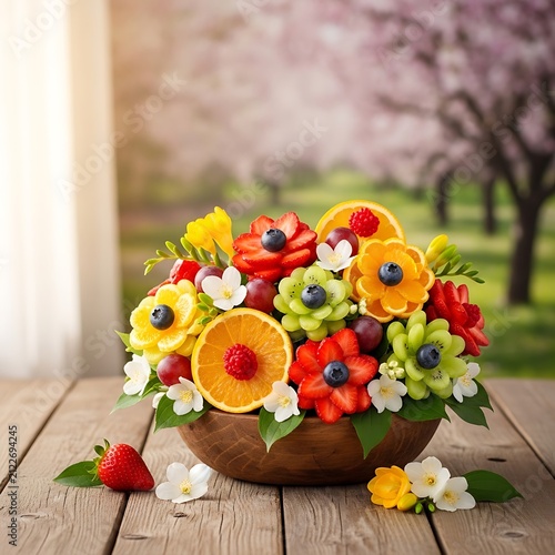 Colorful autumn flower arrangement in rustic pot.