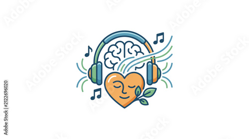 Conceptual Illustration of Music Therapy for Mind and Heart Balance