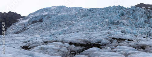 Photography Skaftafell Glacier panoramic icefall field with crevasses in South Iceland