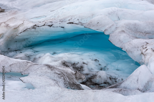 Blue ice cave interior at Skaftafell Glacier in Iceland