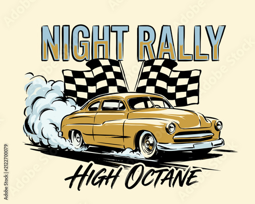 Bild auf Leinwand Vintage classic car racing illustration