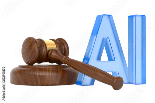 AI and judgegavel on white ...