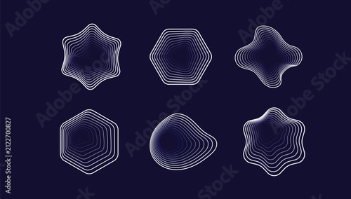 Abstract Geometric Contour Shapes on Dark Blue Background