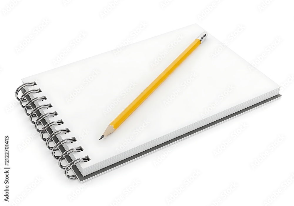 Naklejka premium Spiral notebook with yellow highlighter pen