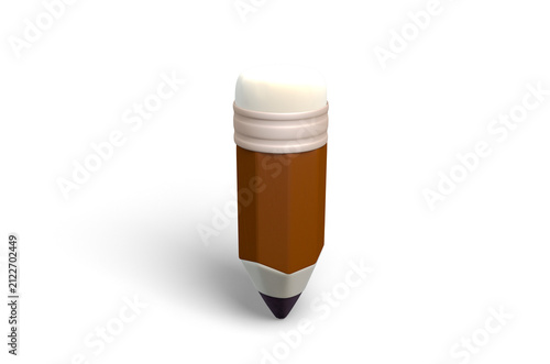 3D Short Brown Pencil with Eraser, Thick Wooden Pencil for School and Drawing