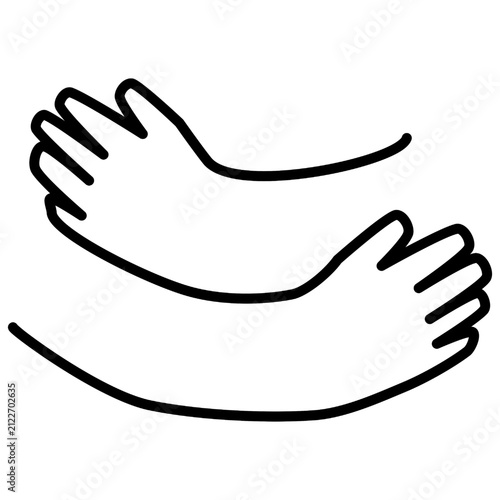 Obraz na płótnie Arms hugging oneself line icon, self love and body positivity concept outline ve