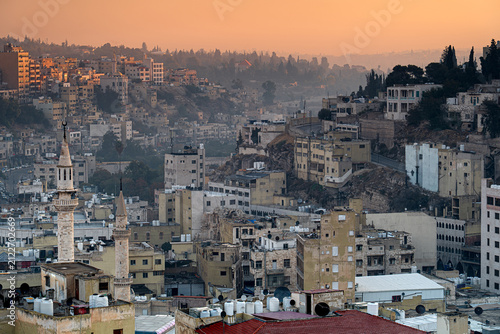 Konstfotografi Panorama Amman in the morning, capital Jordan seen from the air, Middle East