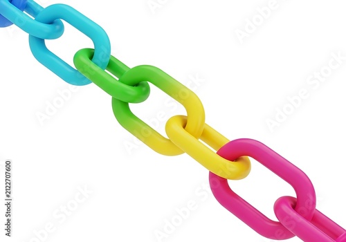 Colorful plastic chain links close up