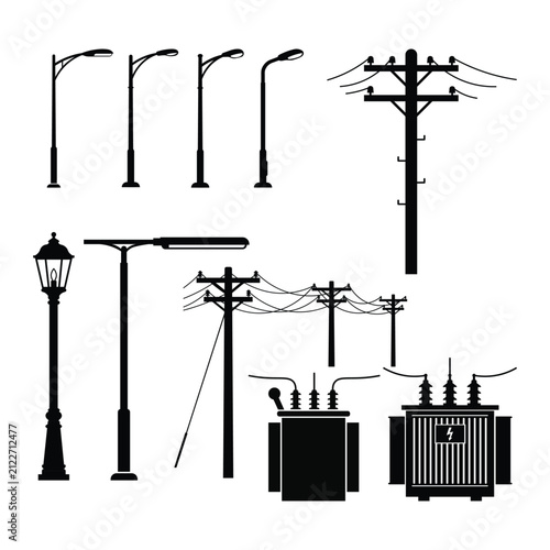 фотографія Street light and utility pole icons