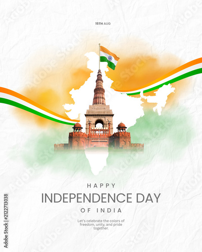 Принти на полотні Happy independence day of india concept with historical monument and watercolor