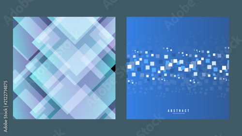 Blue Digital Scattered Squares and Pixels Abstract Background Vector