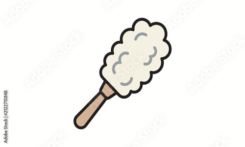 Flat design vector illustration of a feather duster tool for gentle dusting and household care.