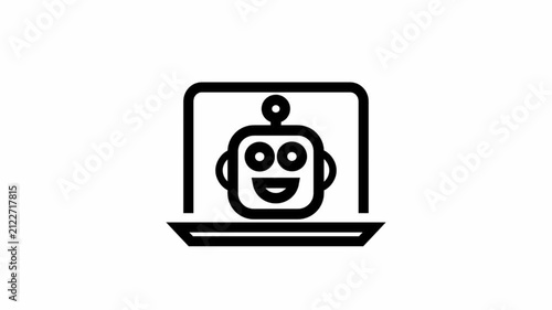 Artificial intelligence laptop symbol - artificial intelligence icon.