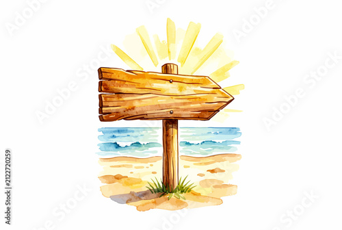 Wooden Direction Sign Illustration.
