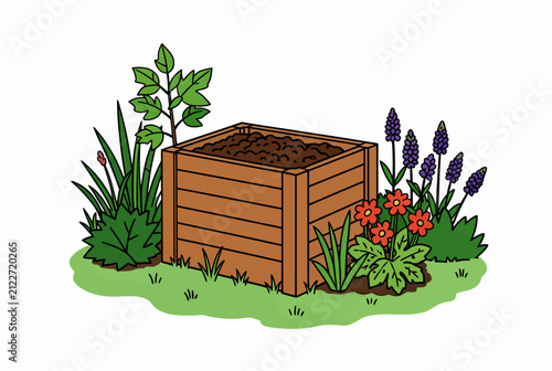 Wooden Garden Compost Bin.
