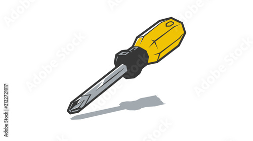 фотографія Yellow and black phillips head screwdriver hand tool vector illustration isolate