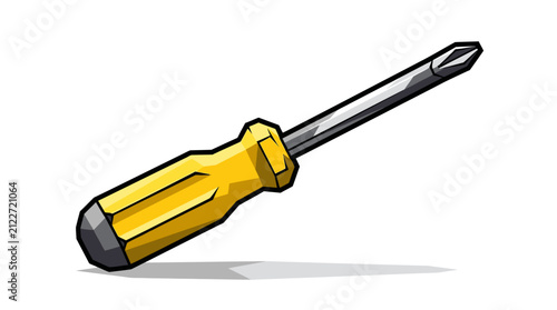 Konstfotografi Yellow Handle Phillips Head Screwdriver Tool Illustration for Home Repair and In